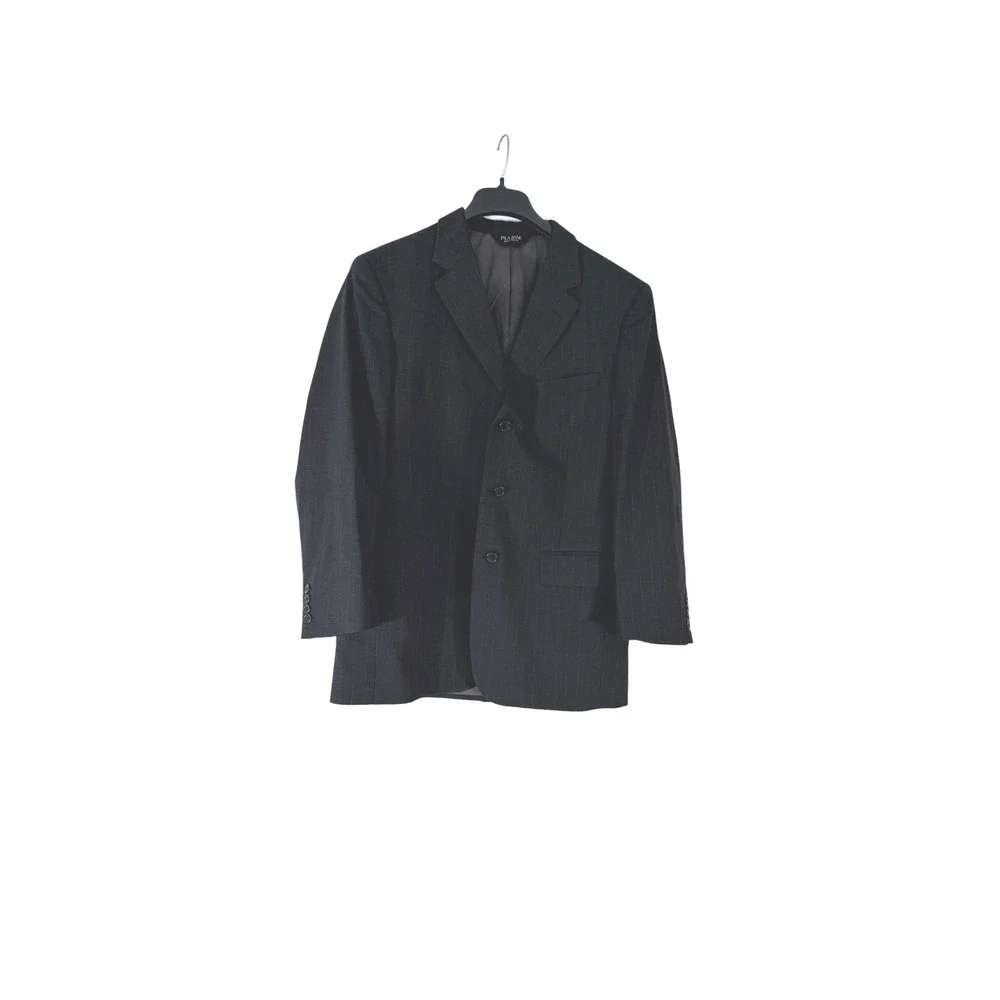 Jos. A. Bank Mens 40R Wool Pinstripe Suit Charcoal Gray 3 Button Pleated Cuffed